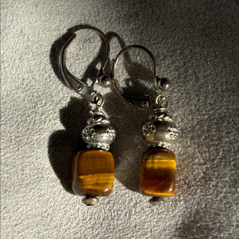 Shimmery Brown Stone Earrings